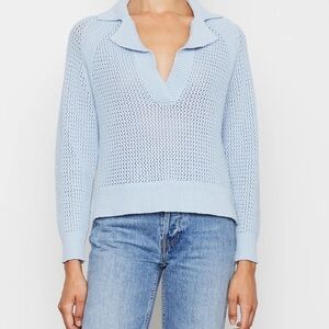 Bailey 44 Asa Sweater in Light Blue. Knit Collared Sweater Size Small